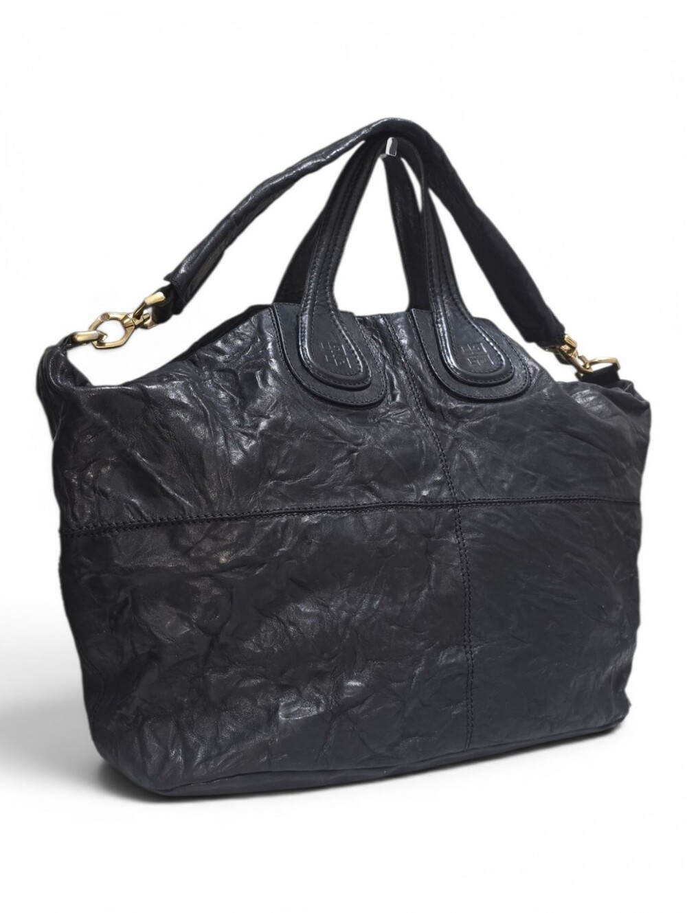 Givenchy Nightingale Black Leather Tote Bag with Gold Hardware